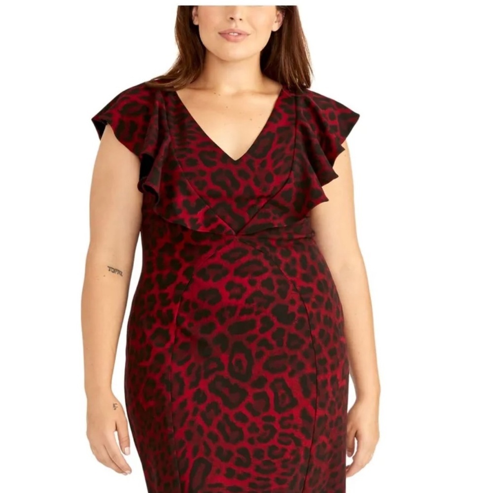 Women’s Dress Plus Size 16W RACHEL RACHEL ROY Red Short Sleeve Animal Print NEW - Picture 6 of 6